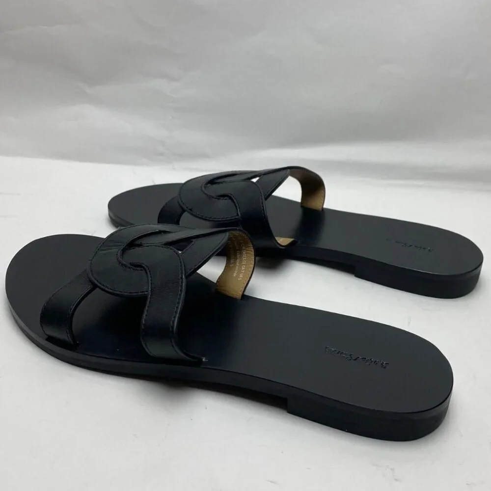 & OTHER STORIES Leather Knot Detail Sandals in Black Size 7